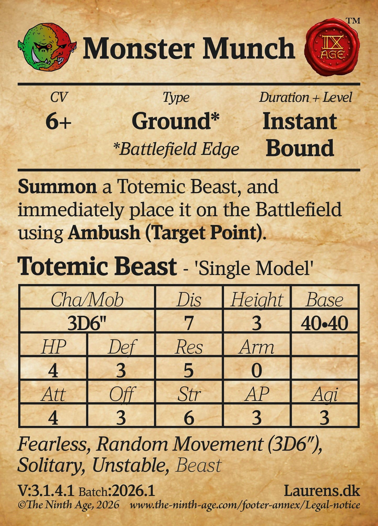 150 Cards for 9th-Age